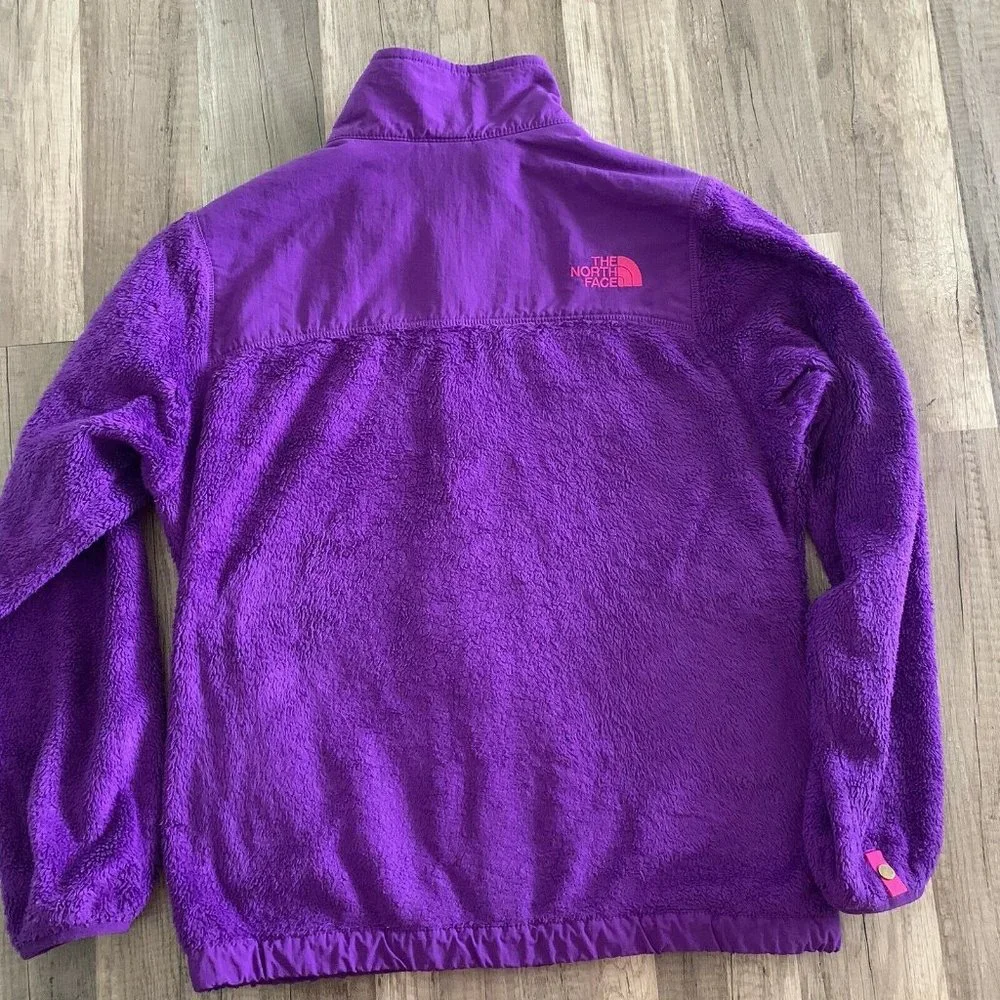 North Face Purple Fleece Jacket Girls Size Large  (14-16) Full Zip, Pockets